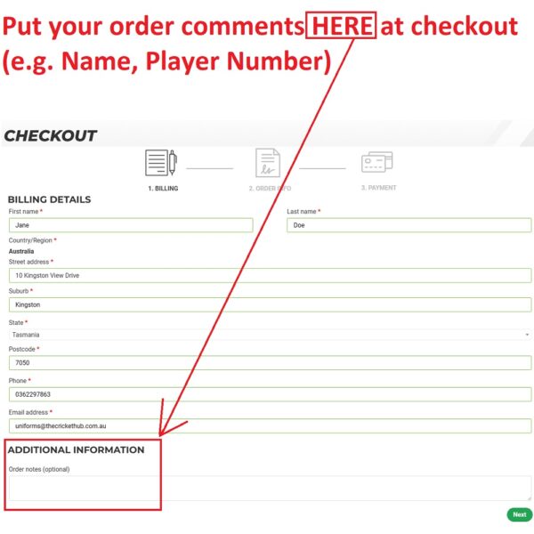 Order Comments Instructions